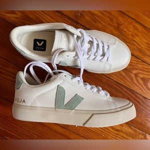 Mint Green and White Veja Campo Sneakers